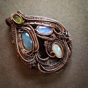 Wire Wrapped Pendant with 9 stones